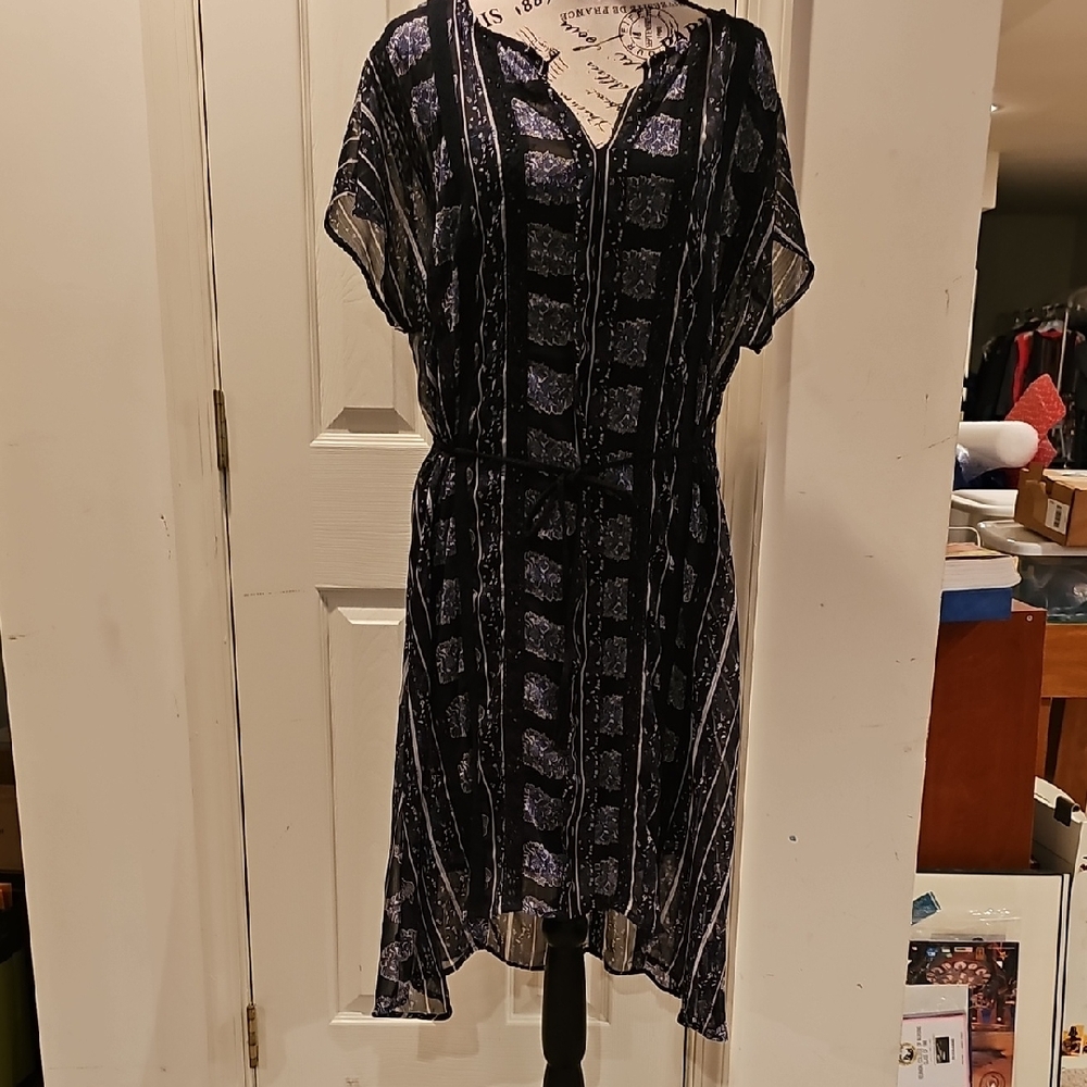 Lucky Brand Asymmetrical Black and Blue Dress